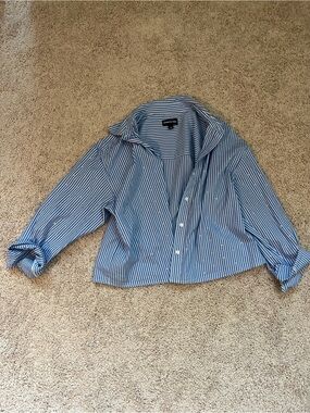 Kenneth Cole Blue & White Striped Button-Down Shirt